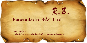 Rosenstein Bálint névjegykártya